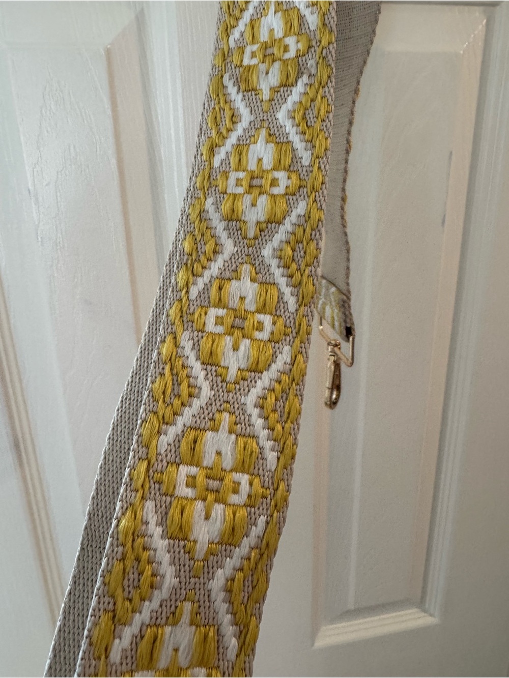Woven Embroidered Yellow and Cream Strap - Adjustable Women’s Accessory